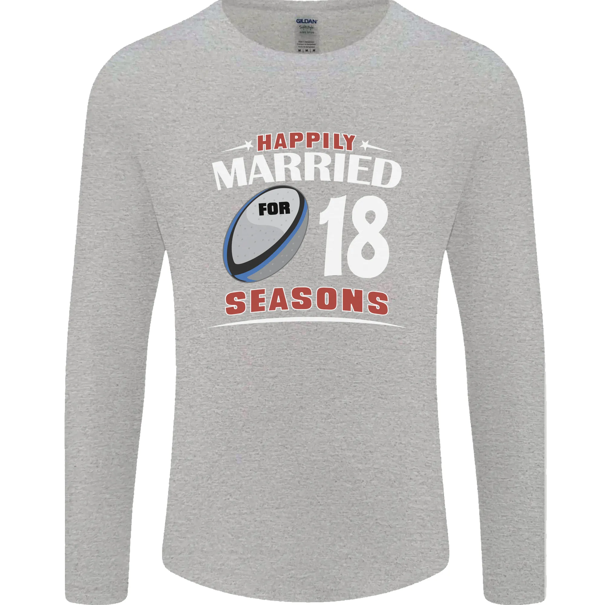 18 Year Wedding Anniversary 18th Rugby Mens Long Sleeve T-Shirt