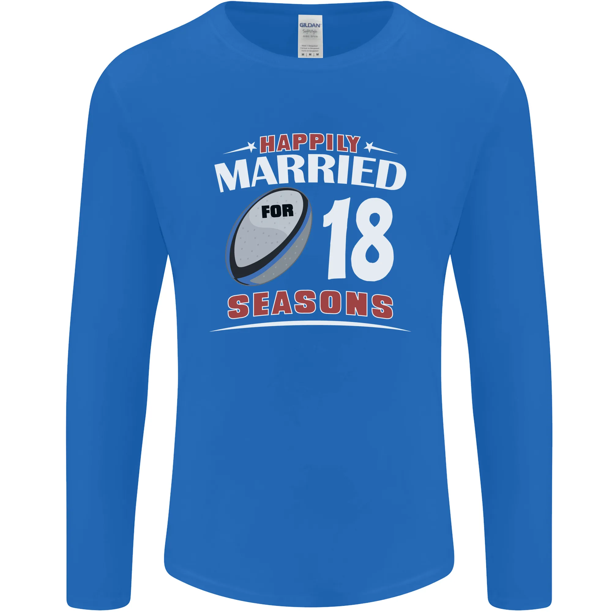 18 Year Wedding Anniversary 18th Rugby Mens Long Sleeve T-Shirt