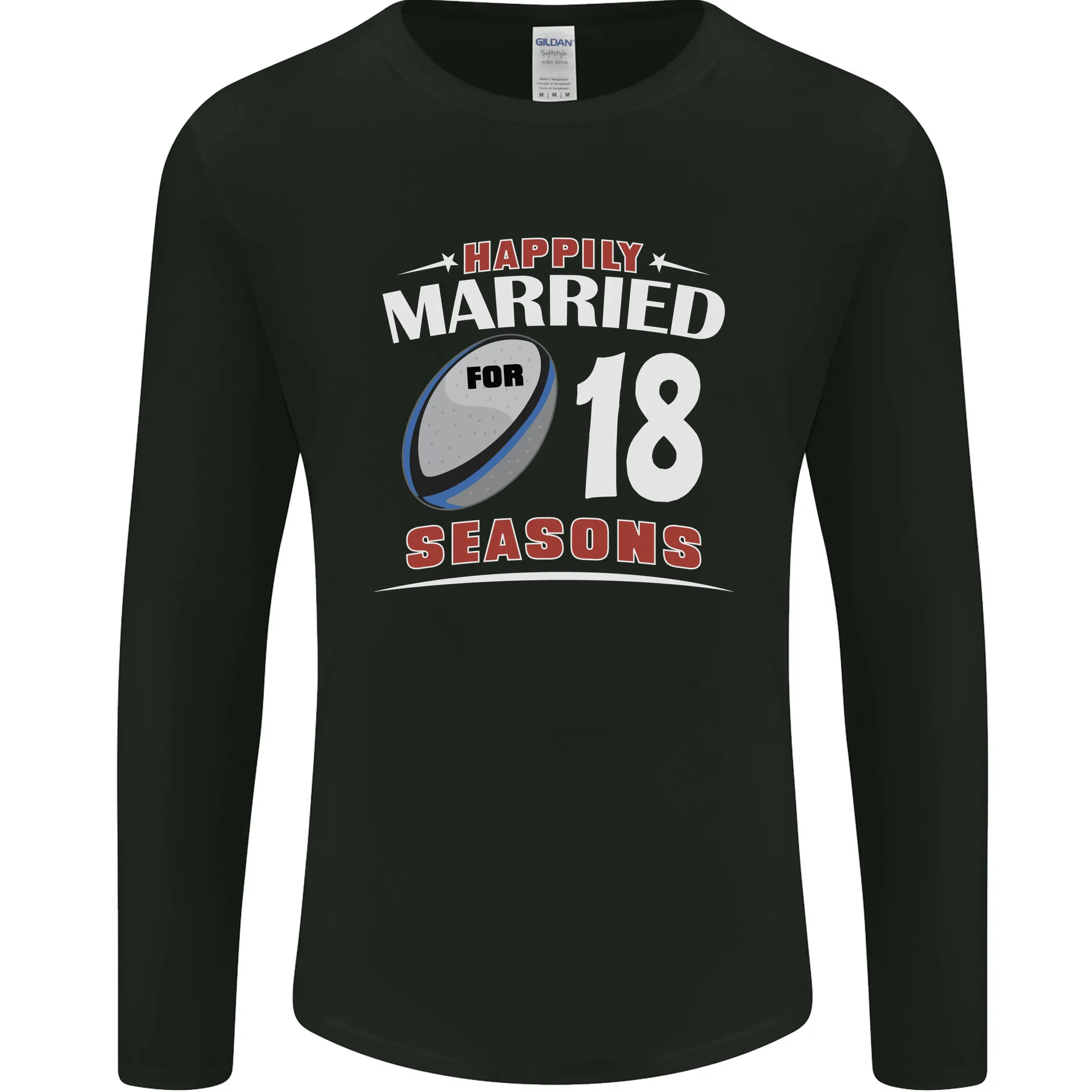 18 Year Wedding Anniversary 18th Rugby Mens Long Sleeve T-Shirt