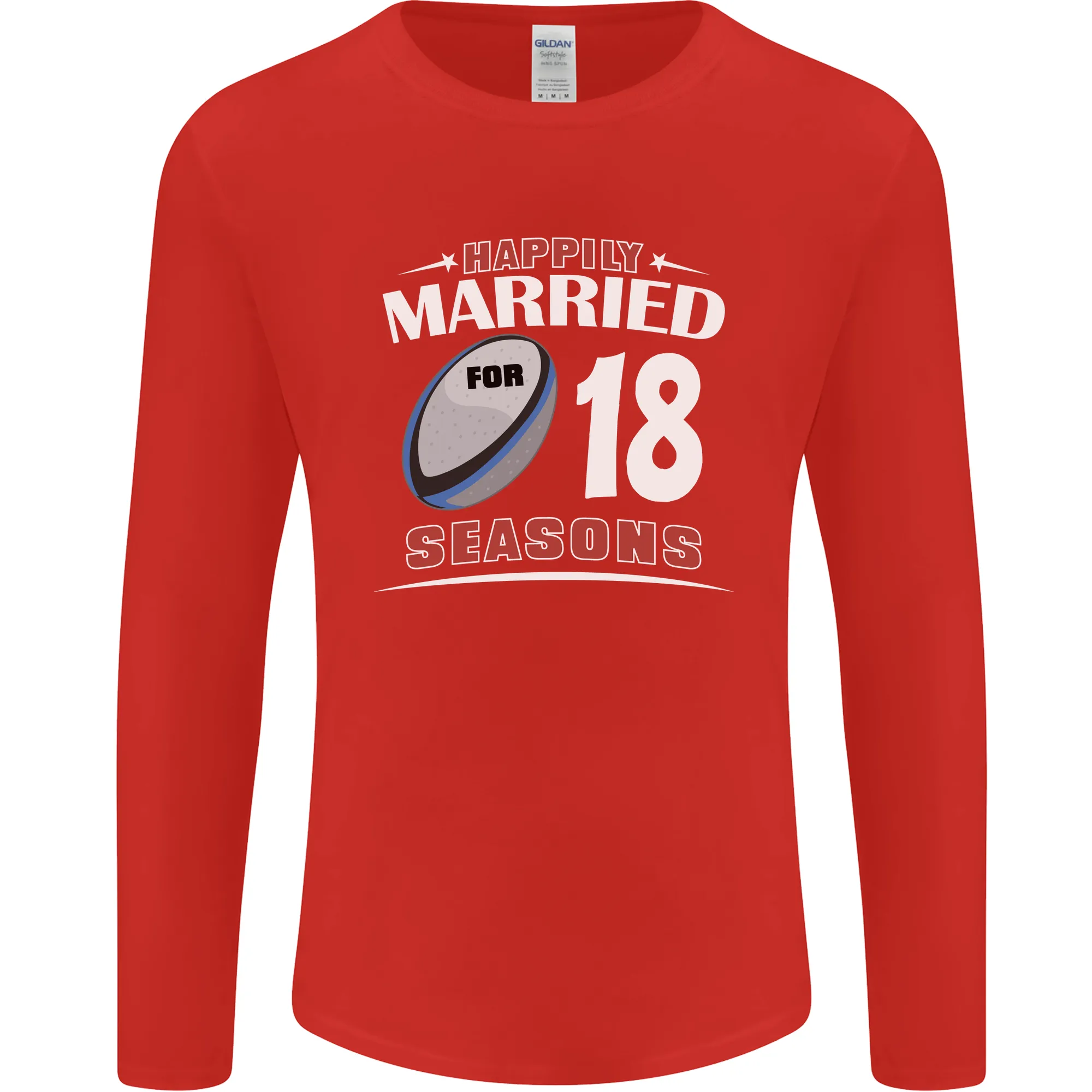 18 Year Wedding Anniversary 18th Rugby Mens Long Sleeve T-Shirt