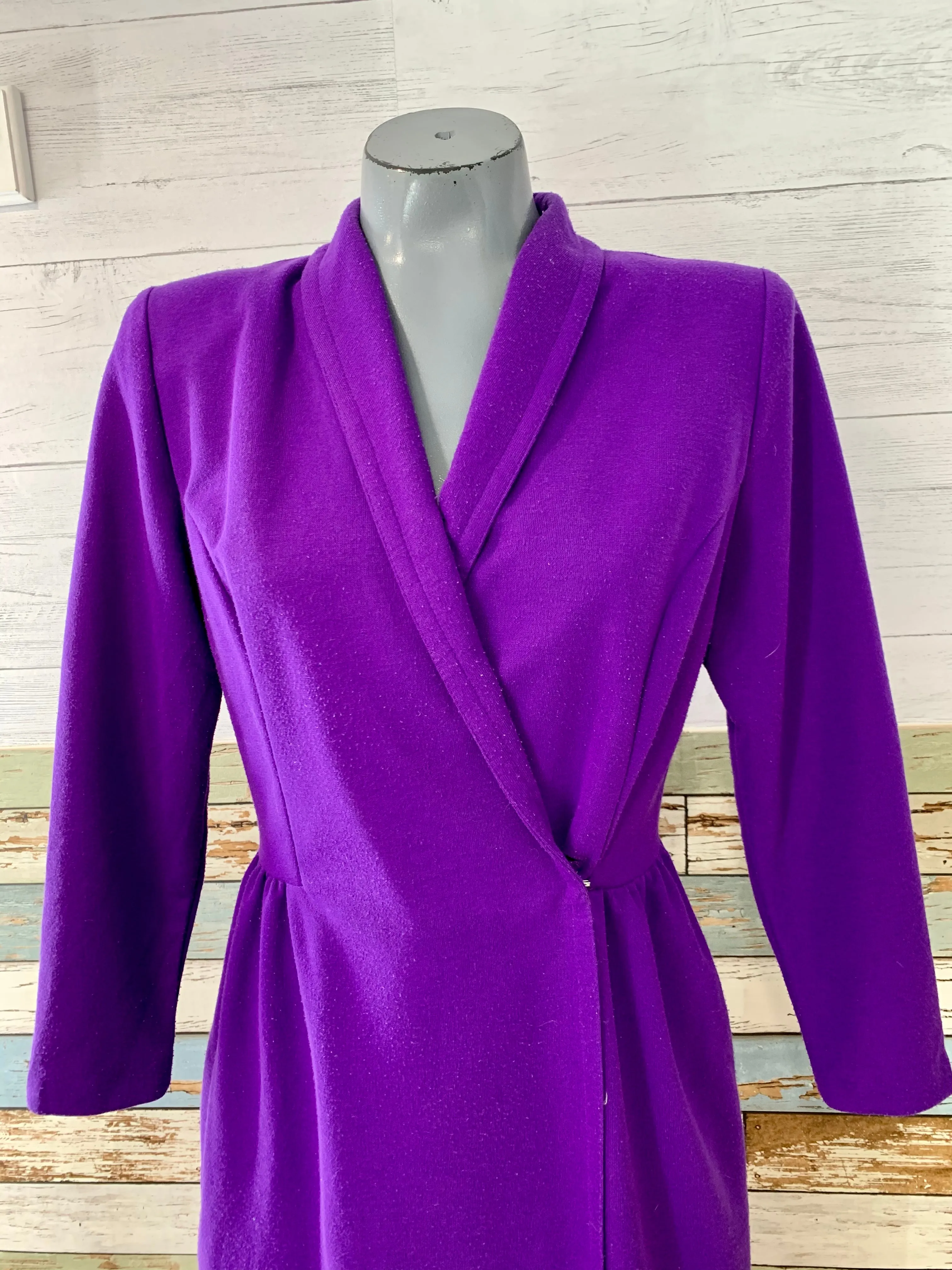 90s Purple Suit Wrap Dress