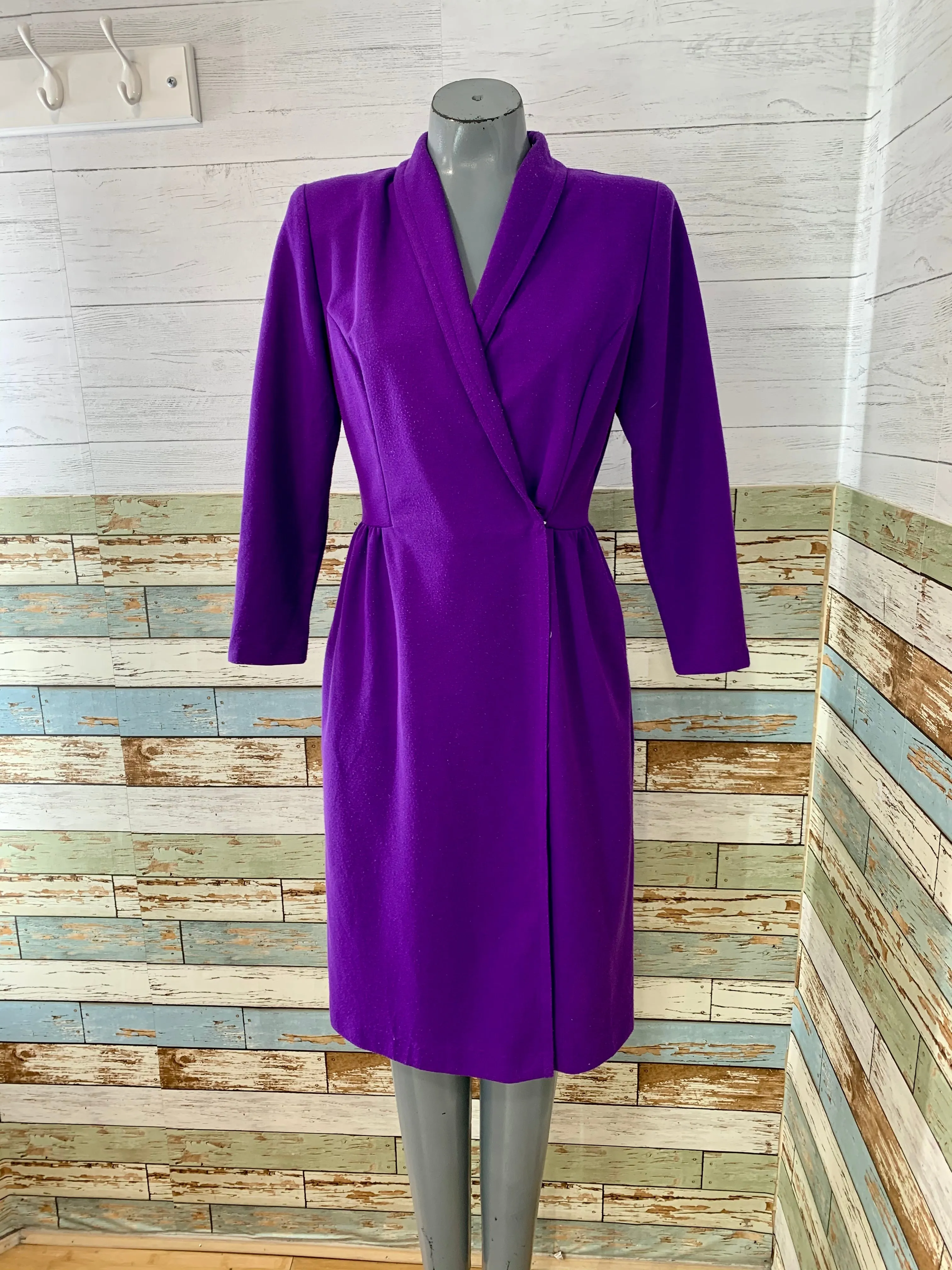 90s Purple Suit Wrap Dress