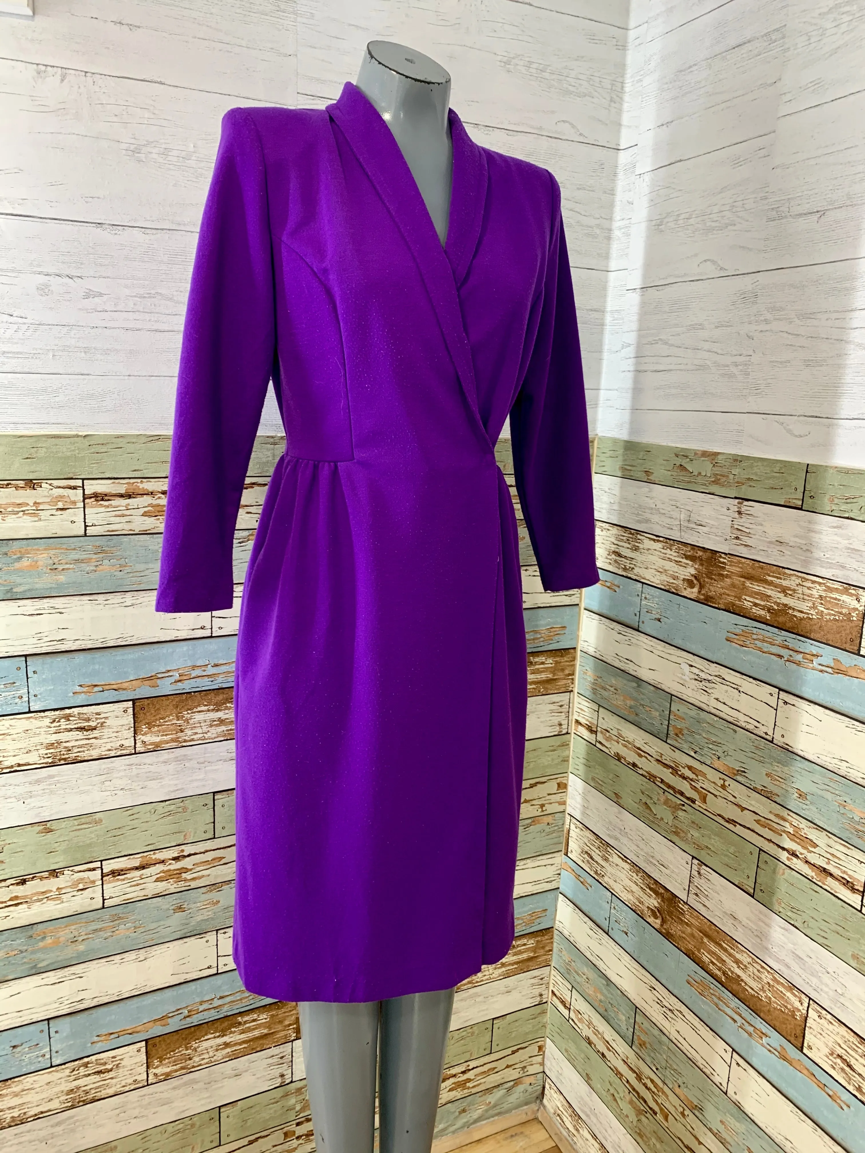 90s Purple Suit Wrap Dress