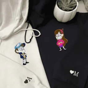 Adventurous Sibling Duo Matching Couple Hoodies - Custom Embroidered Sweatshirts For Couples