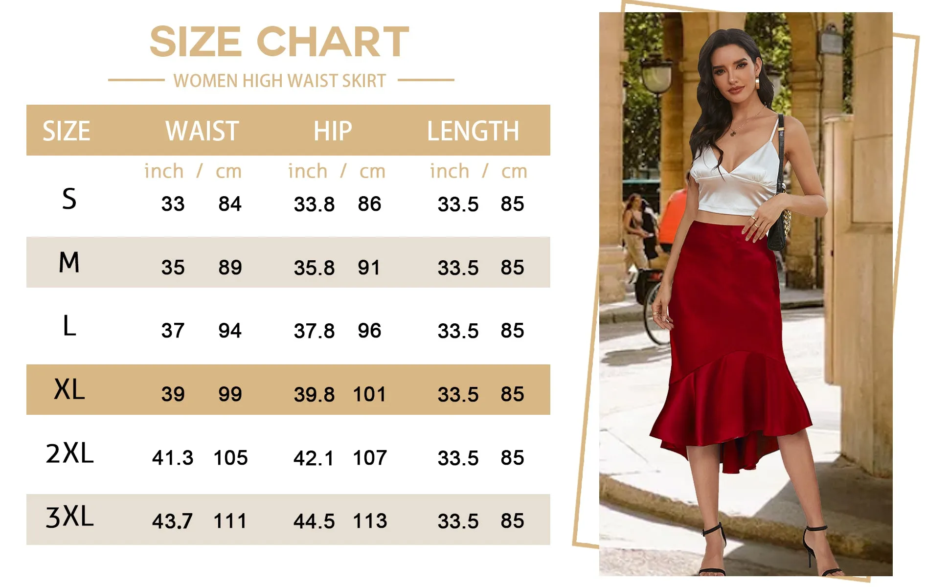 ALCEA ROSEA Women High Waist Satin Skirt Fishtail Silky Skirts Bodycon Stretchy Mermaid Pencil Midi Skirt Wine