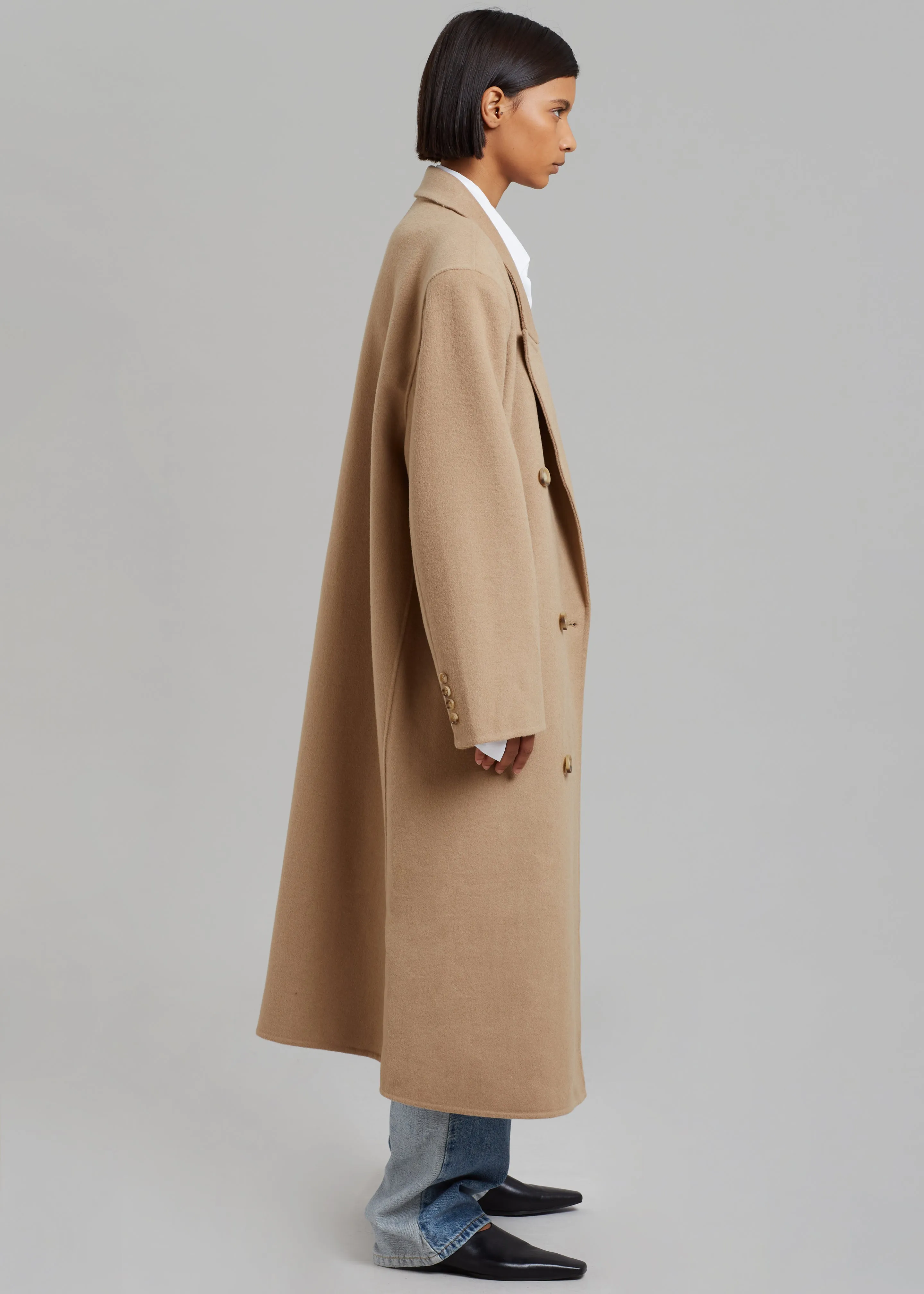 Alexis Padded Shoulder Coat - Camel