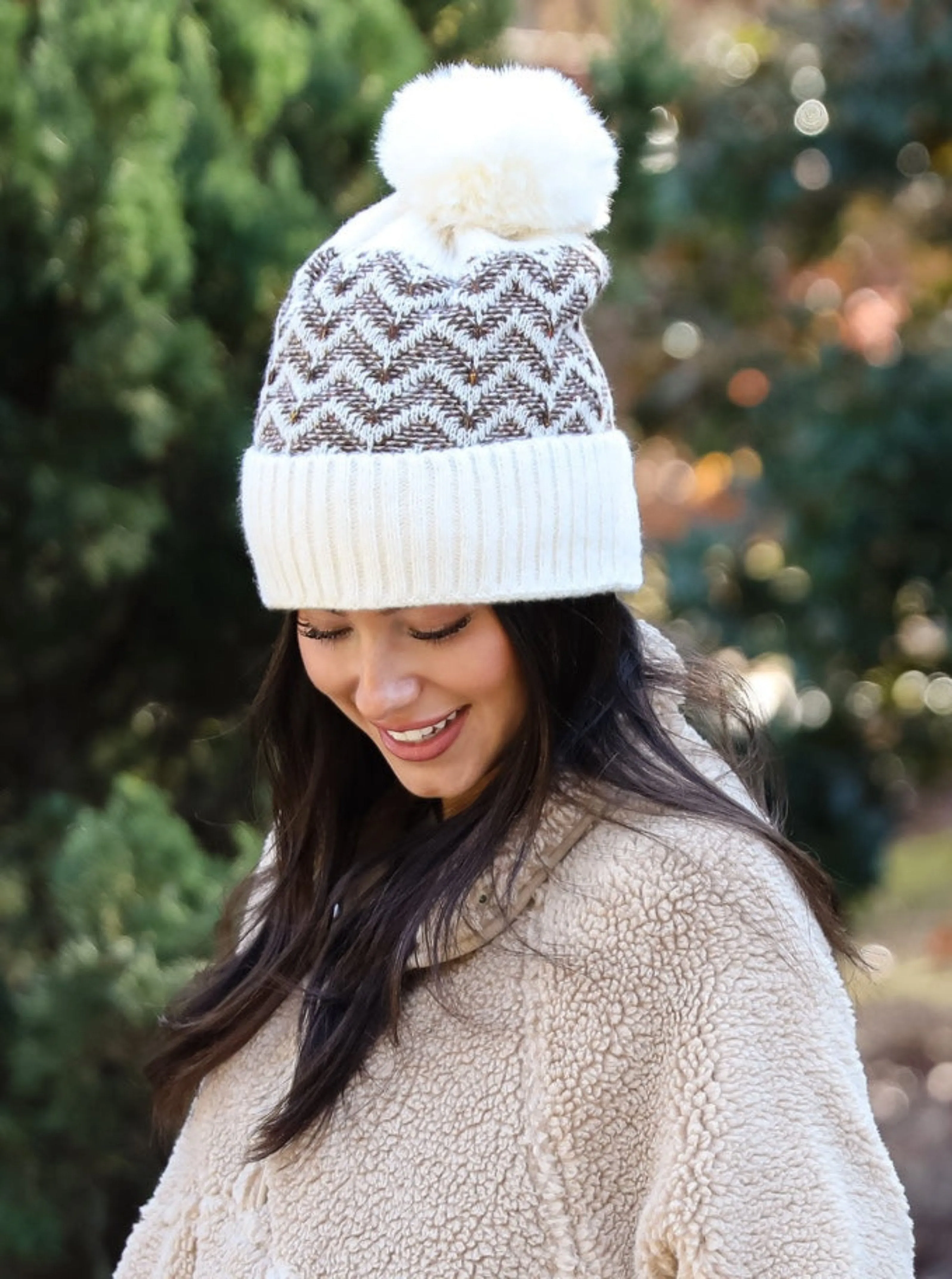 Alpine Poise Ivory Pom Pom Beanie - DOORBUSTER