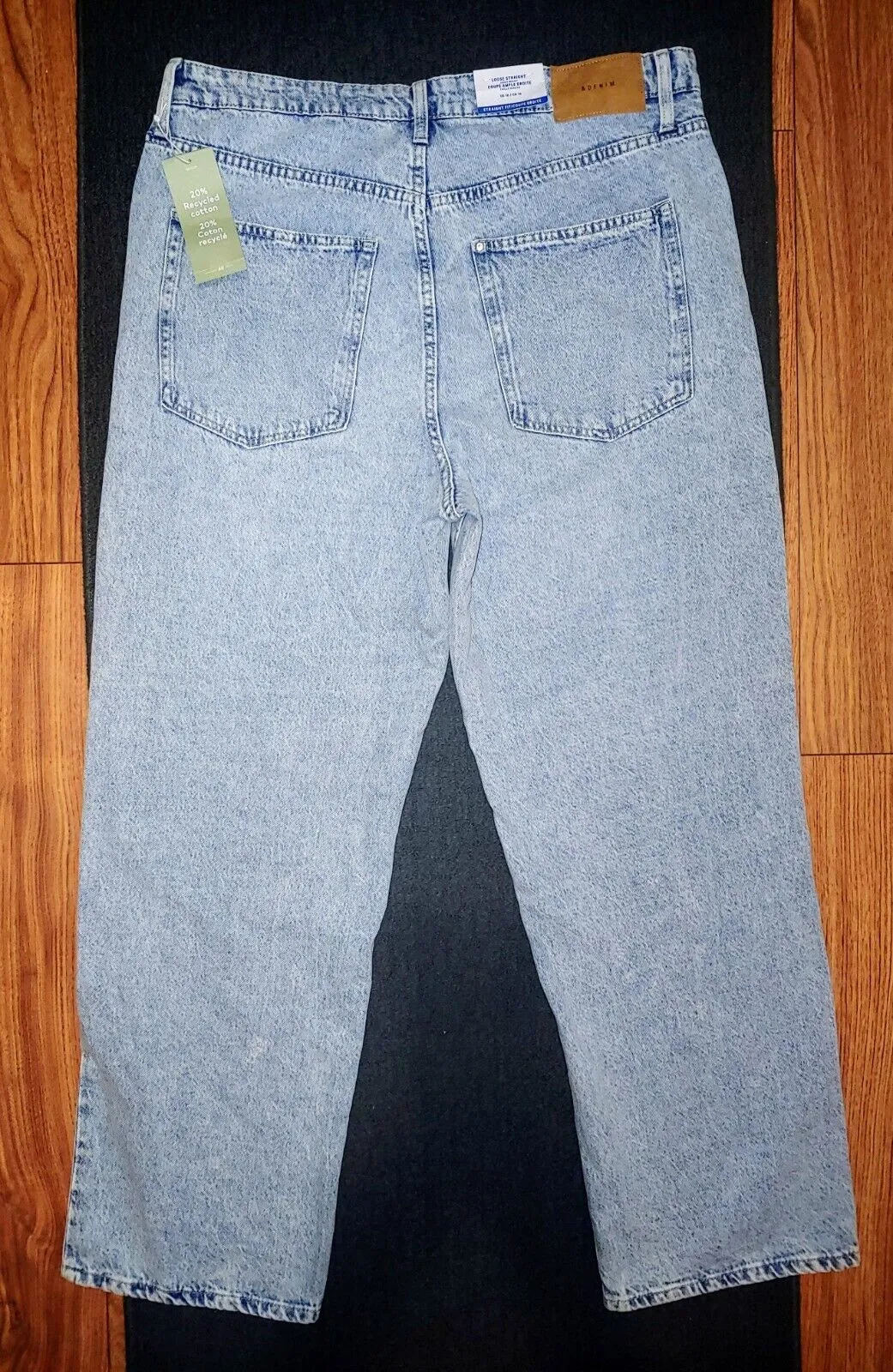 &denim by H&M Loose Straight Fit, Recycled 100% Cotton Jeans Size 16