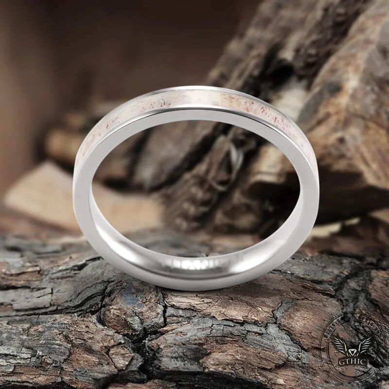 Antler Inlaid Titanium Band Ring