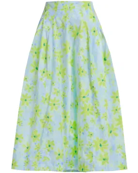 Aqua Marine Parade Print Midi Skirt