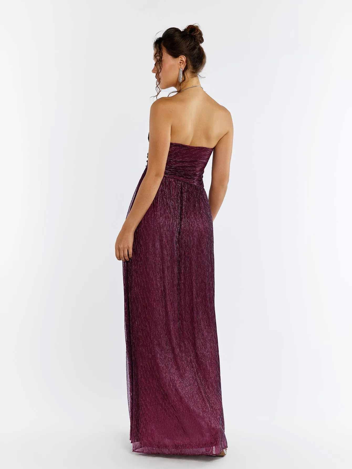 Backless Glitter Tube Maxi Dress