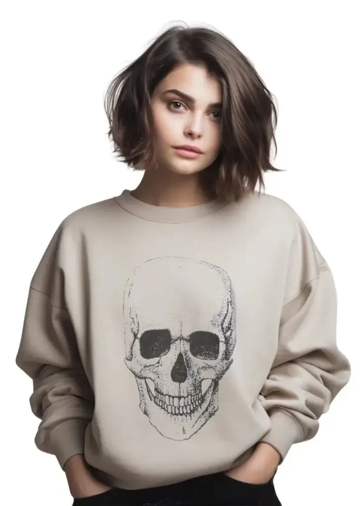 Beige Skull Sweatshirt