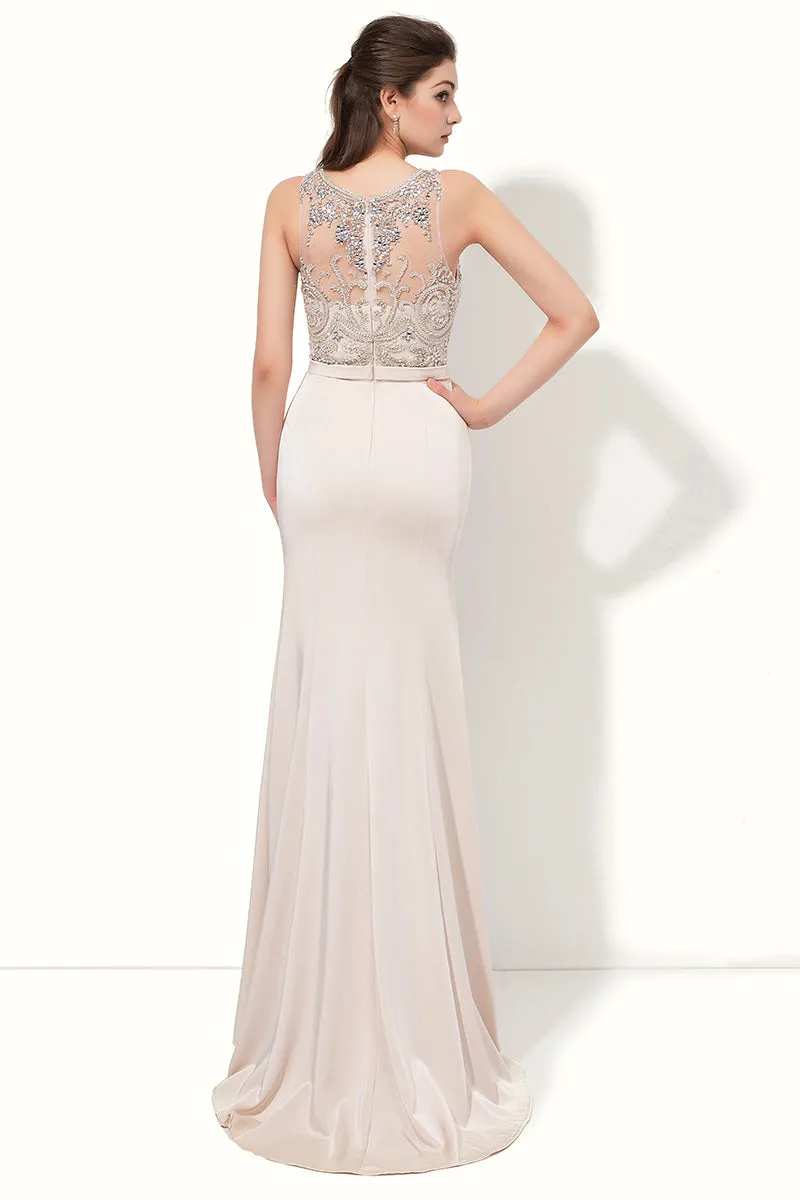 Beign Modest Long Evening Dress With Belt Prom Dresses