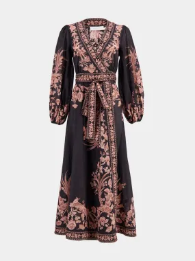 Black Bird Floral Waverly Wrap Dress