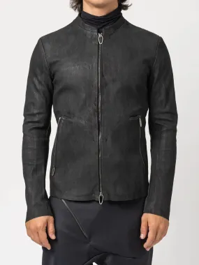 Black Textured Leather Jacket