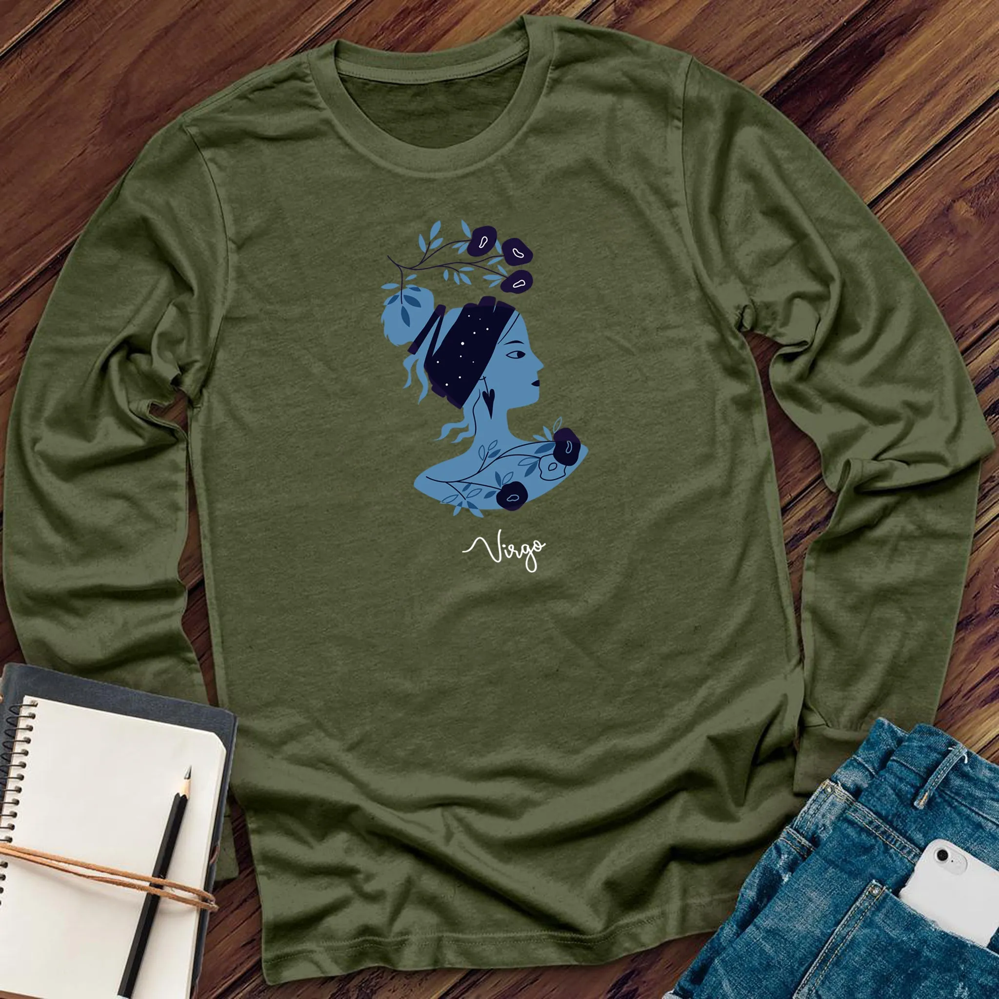 Blue Simple Virgo Long Sleeve