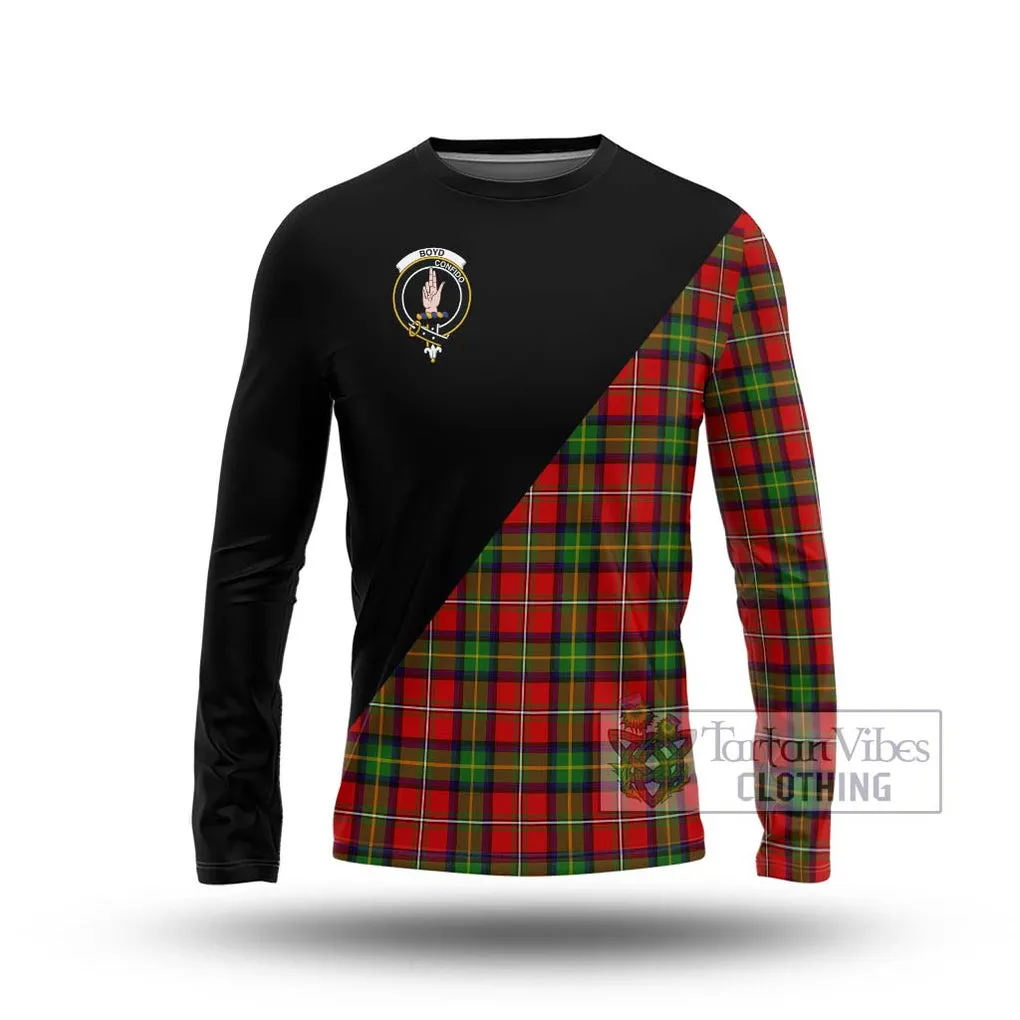 Boyd Tartan Long Sleeve T-Shirt with Family Crest and Military Logo Style