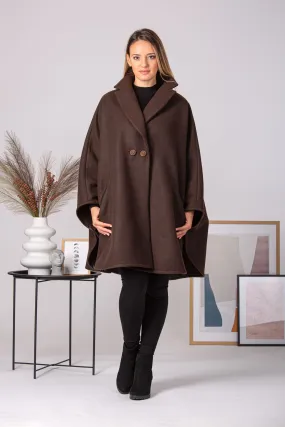 Brown Collared Loose Cape Coat