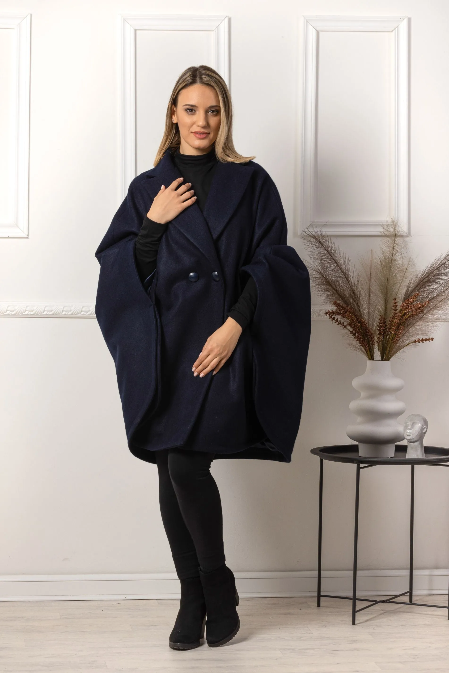 Brown Collared Loose Cape Coat