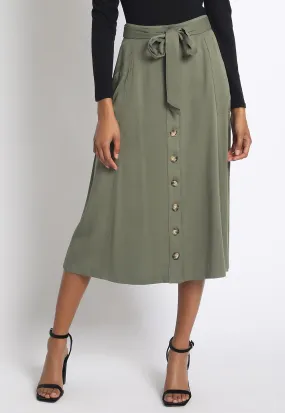 Button Front Safari Skirt