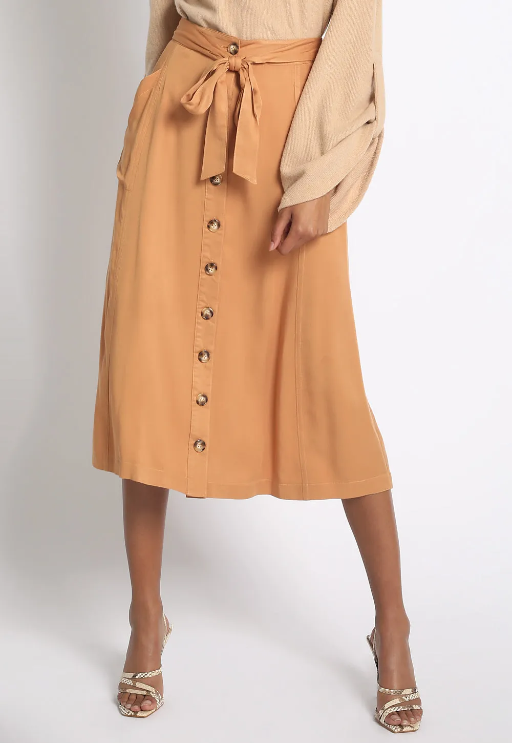 Button Front Safari Skirt