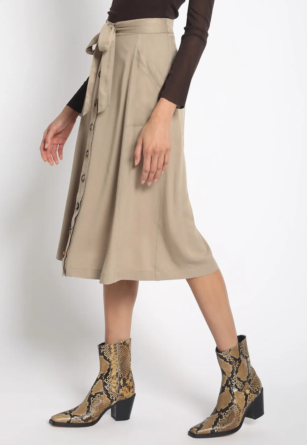 Button Front Safari Skirt