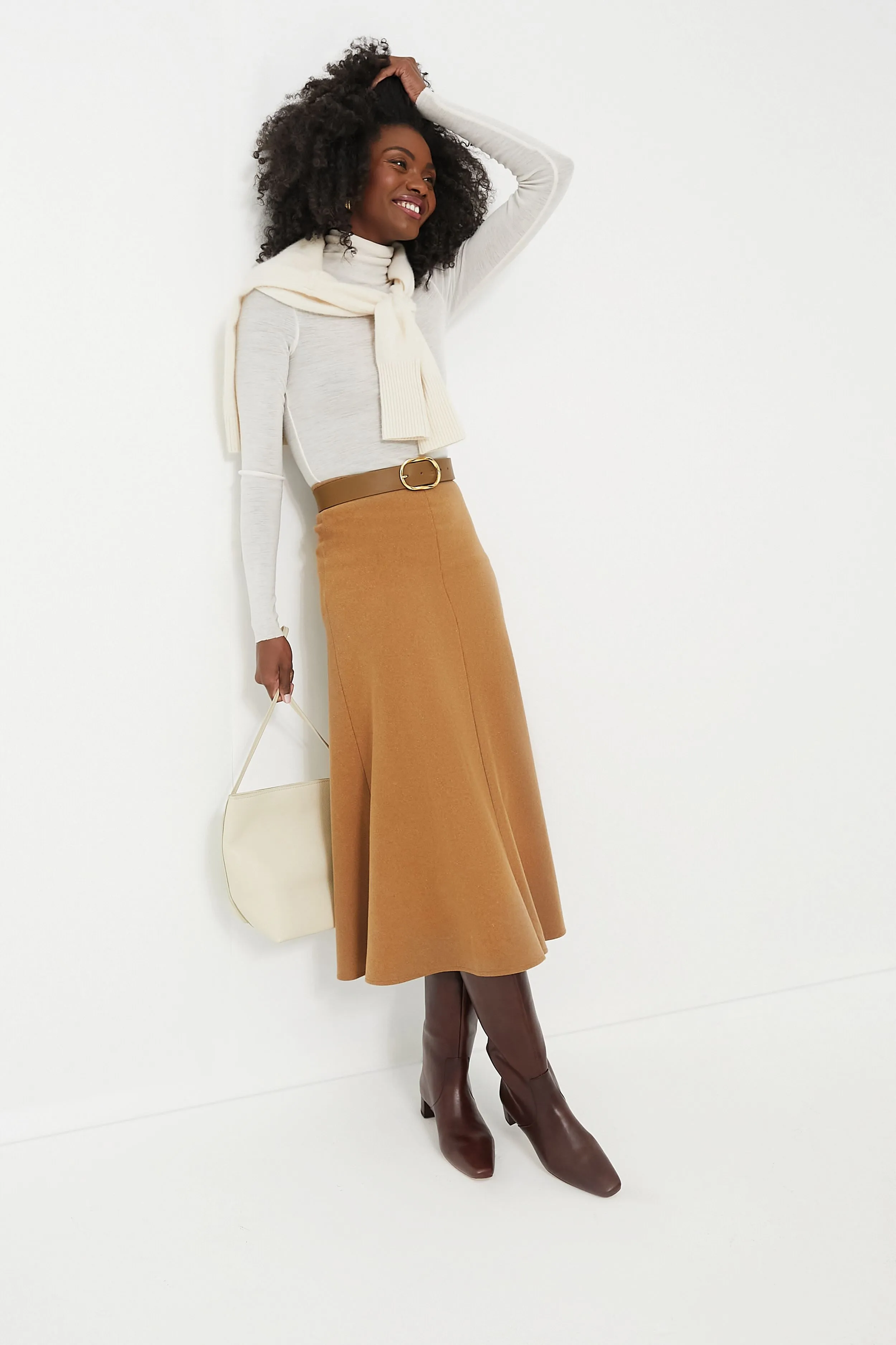 Camel Boushra Midi Skirt