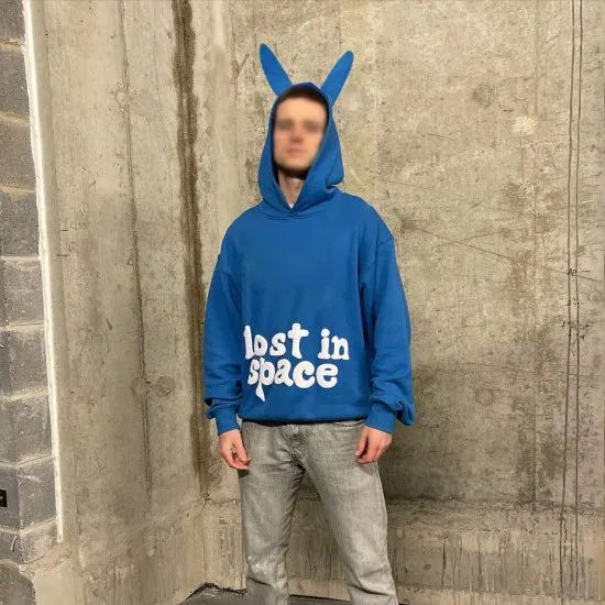 Casual personality pattern rabbit ears long-sleeved hoodie