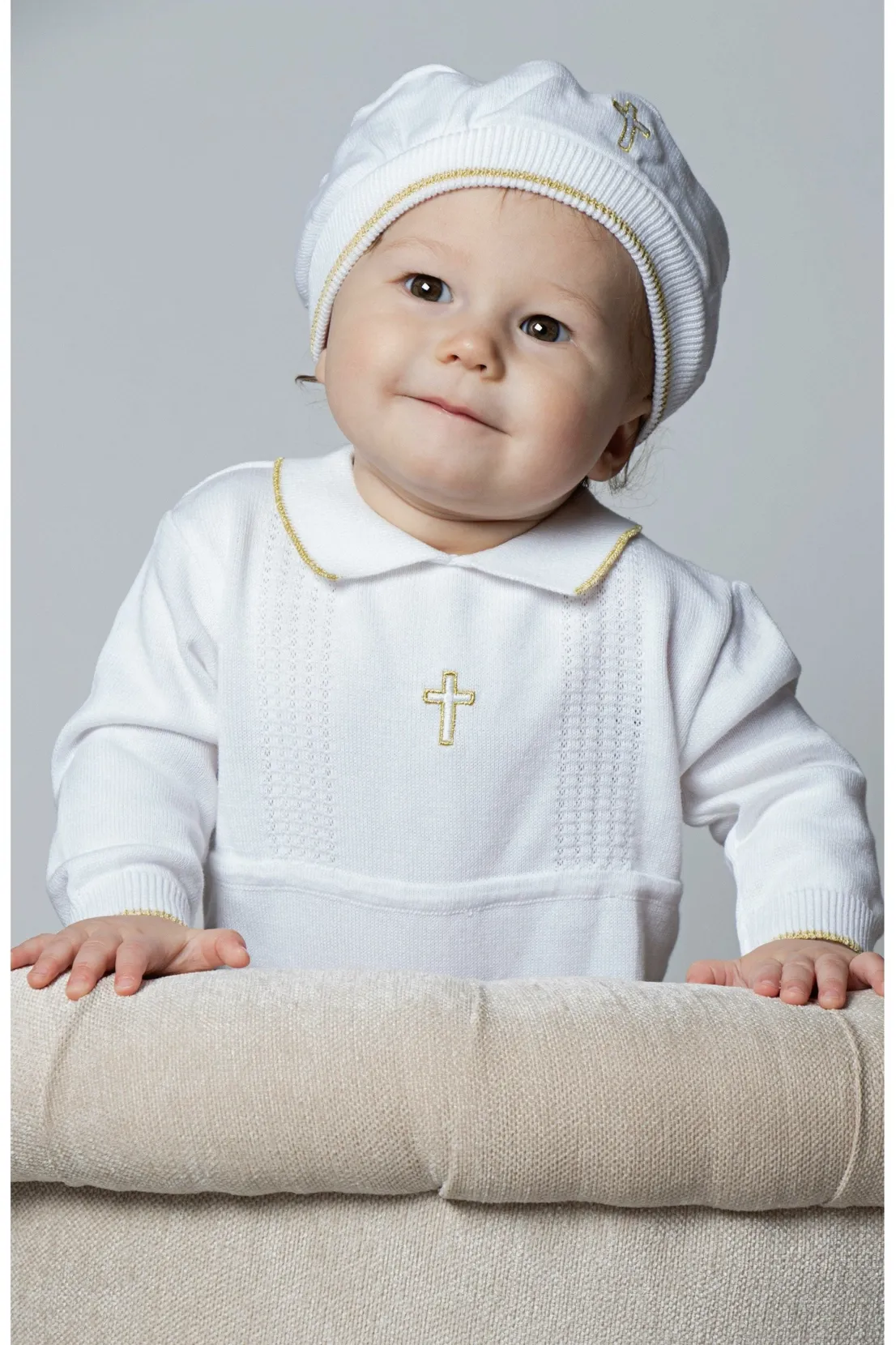 Christening Baptism Knit Romper