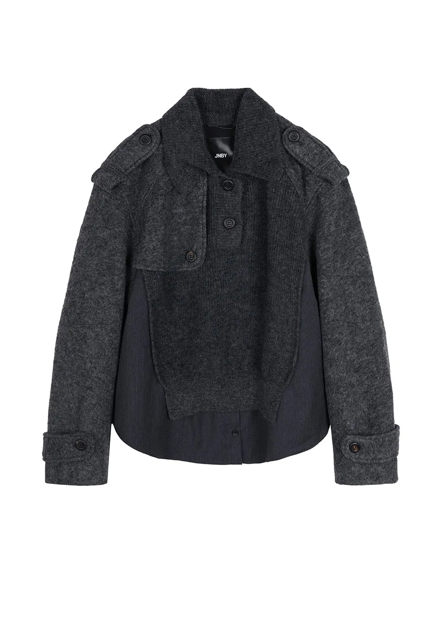 Coat / JNBY Patchwork Pullover Wool Jacket