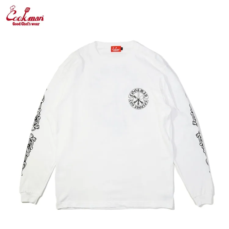 Cookman Long Sleeve Tees - Cutlery : White