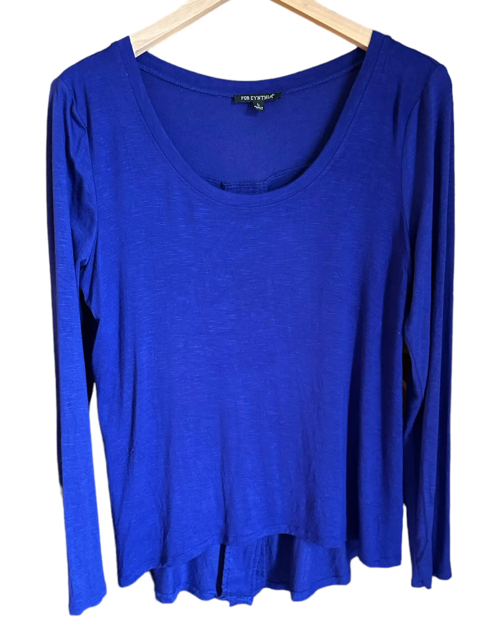 Cool Winter Indigo Button Back Scoop Neck Swing Top