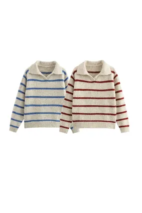 'Dagmara' Striped Knitted Pullover Sweater