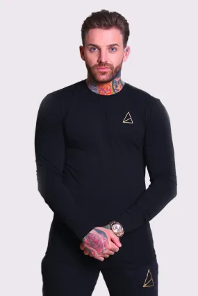 Daimus Long Sleeve Muscle Fit Men's T-Shirt - Black