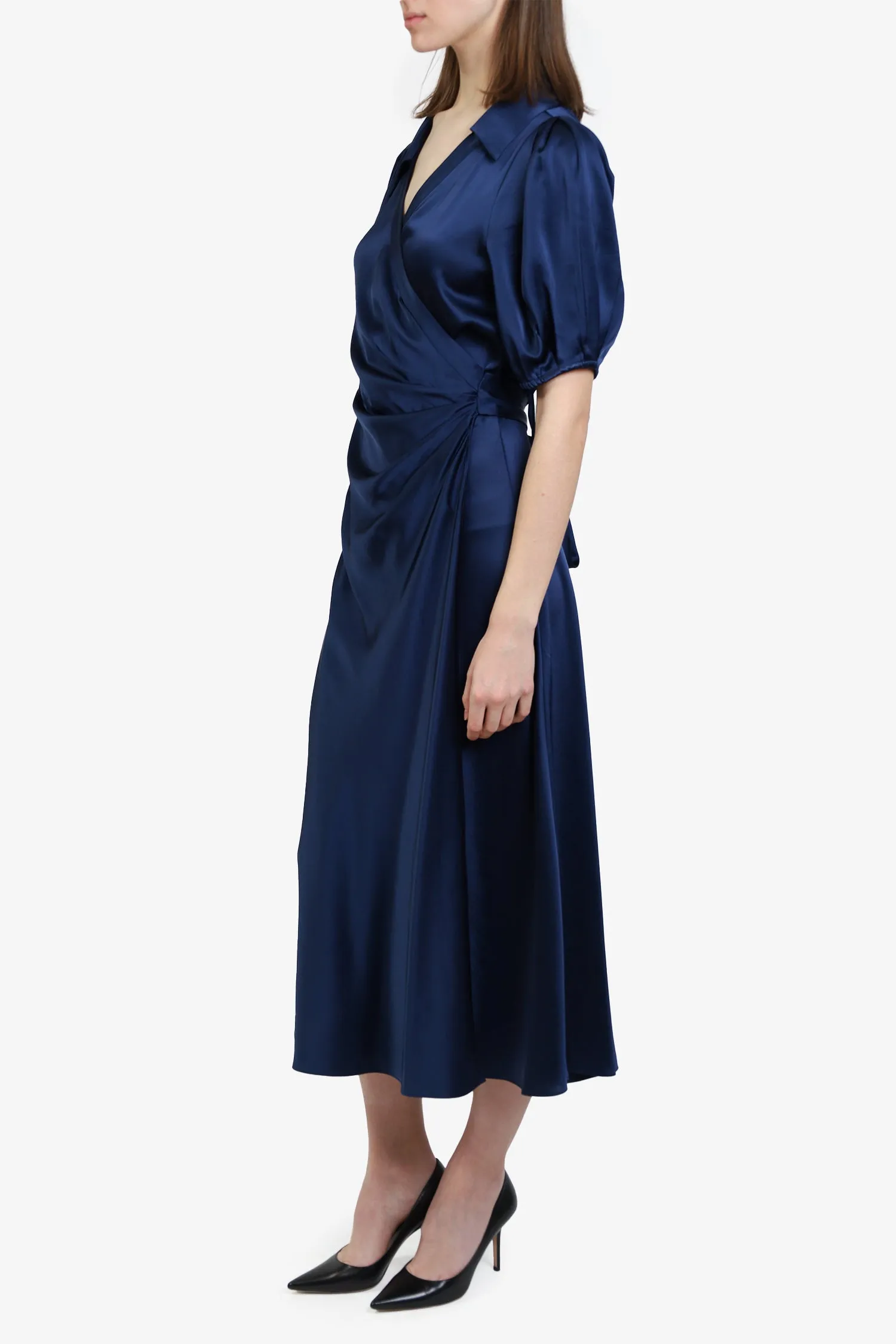 Diane von Furstenberg Navy Wrap Dress Size M