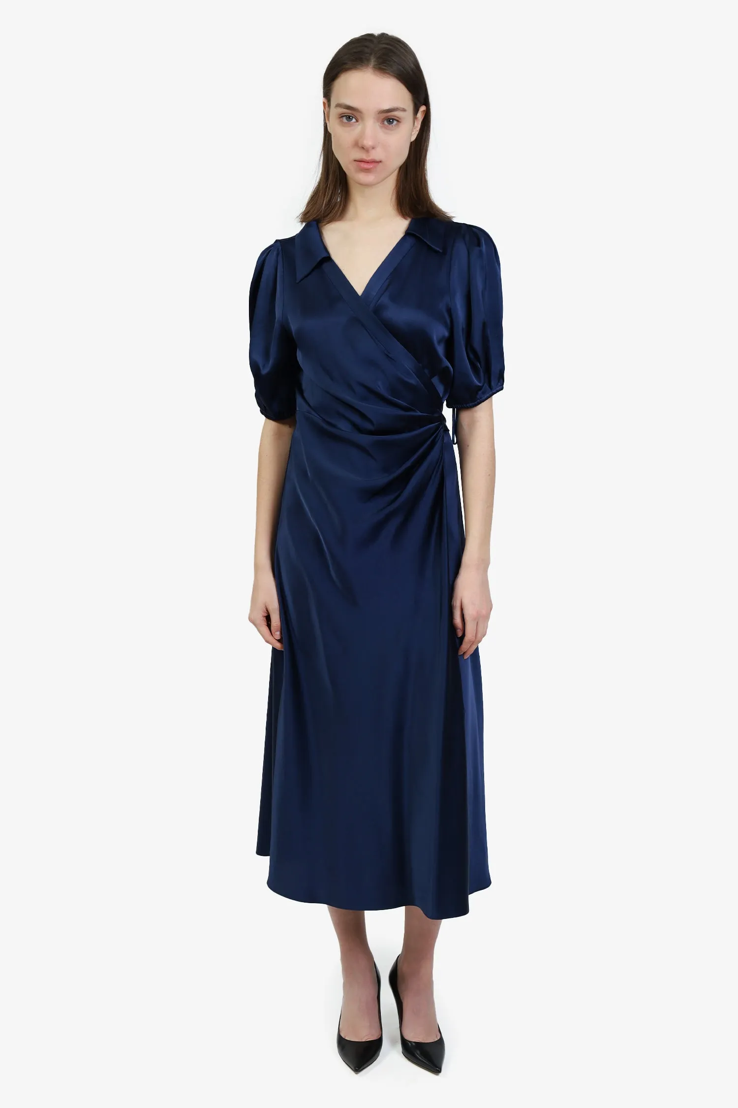 Diane von Furstenberg Navy Wrap Dress Size M