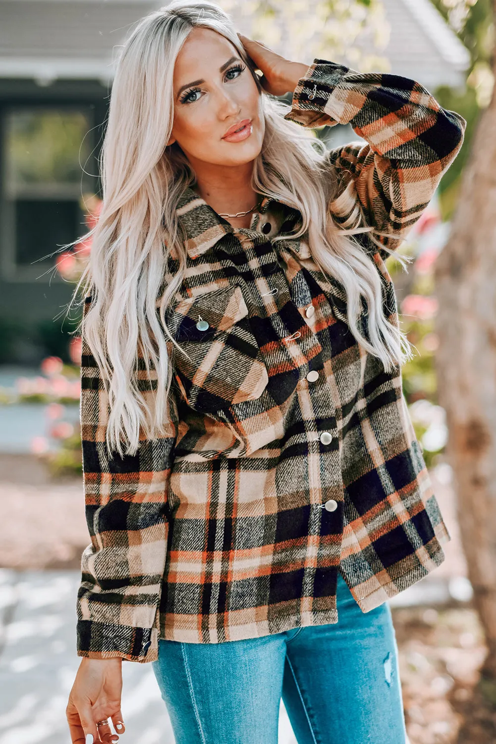 Double Take Plaid Button Front Shacket - 4 Colors