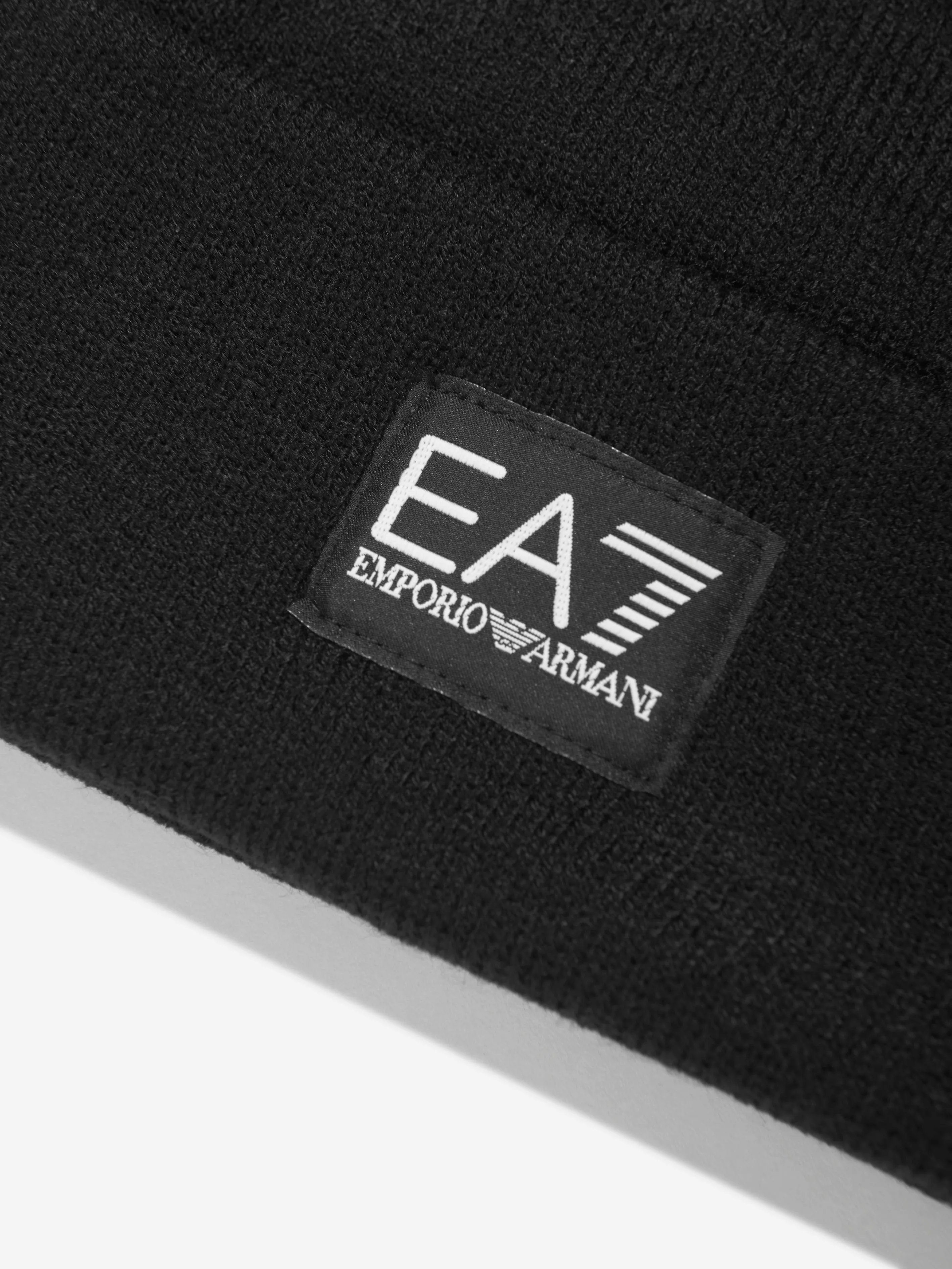 EA7 Emporio Armani Kids Logo Beanie Hat in Black