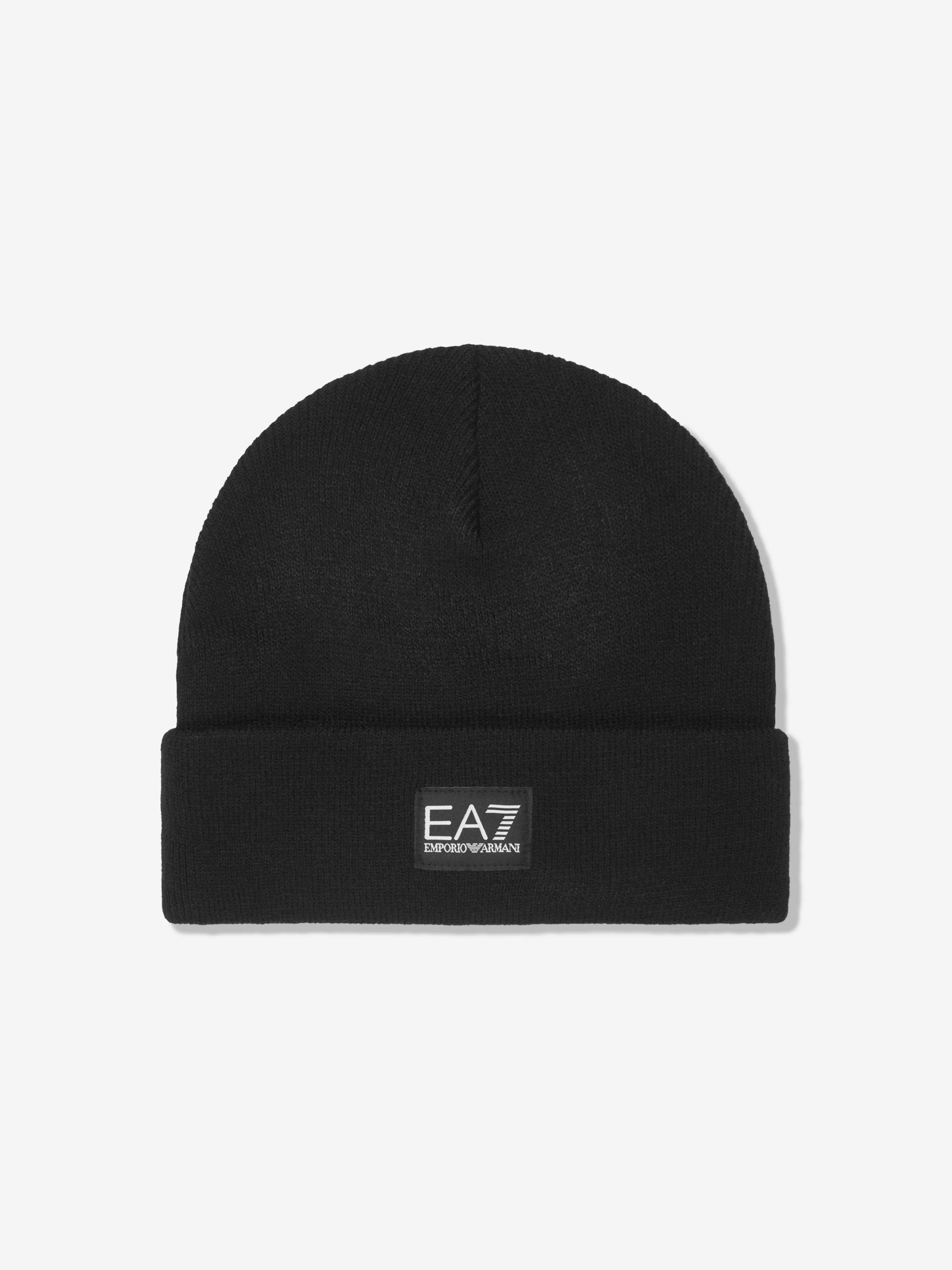 EA7 Emporio Armani Kids Logo Beanie Hat in Black