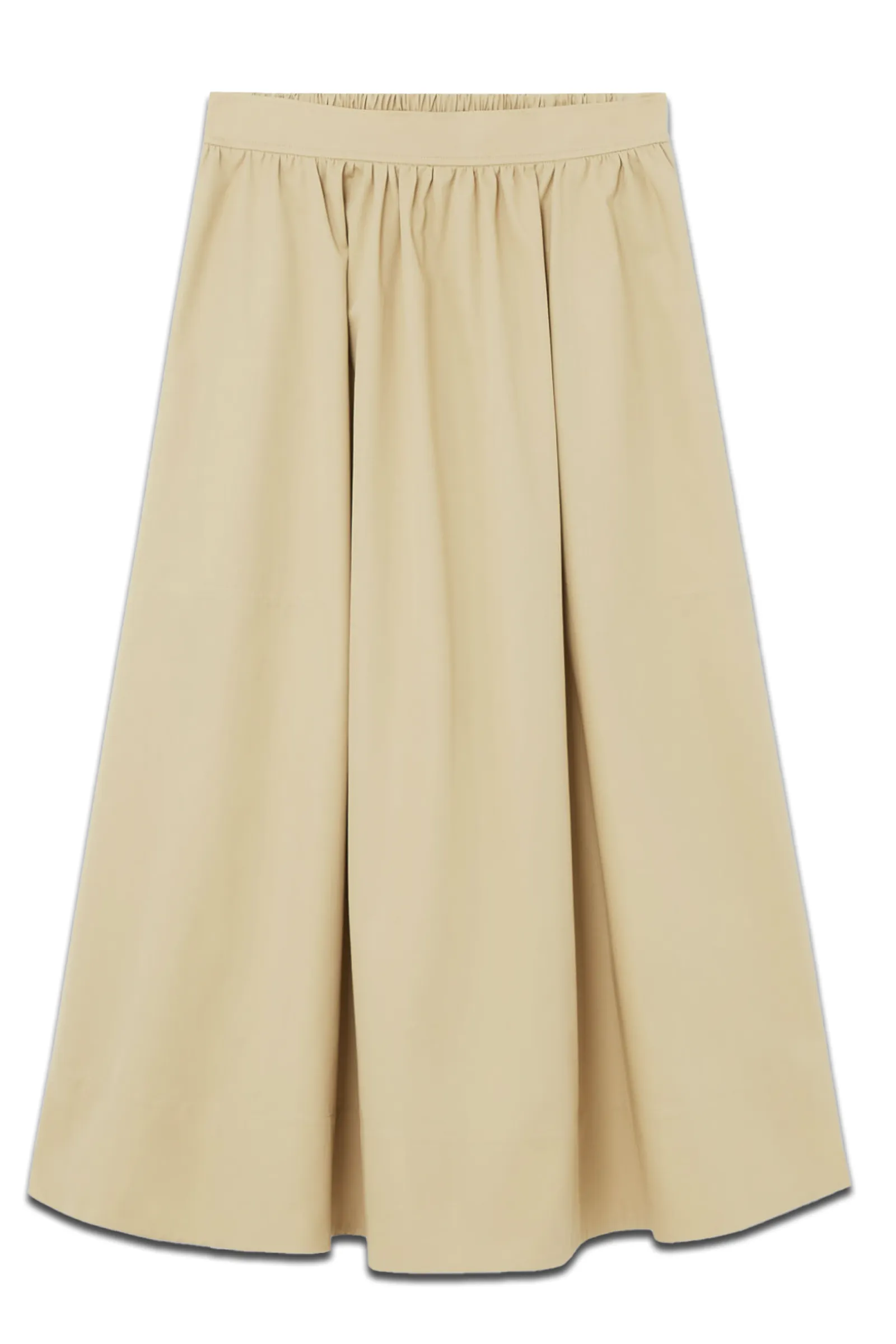 Elasticated Midi Skirt Beige