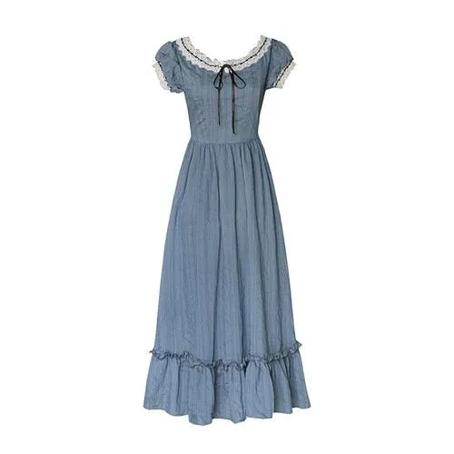 Elsie Vintage Elegant Slim European Dress Retro Lace Sexy Slash Neck Casual Everyday Midi Dress