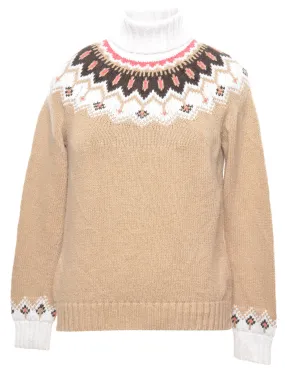 Fairisle Polo Neck Jumper - M