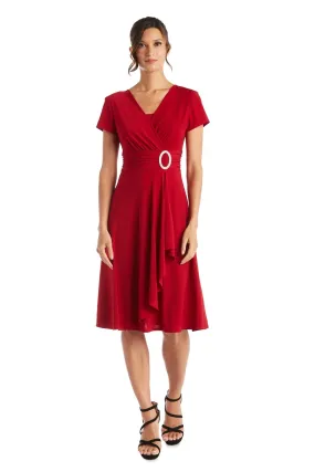 Faux Wrap Dress with Waist Embellishment Poppy - RM Richards