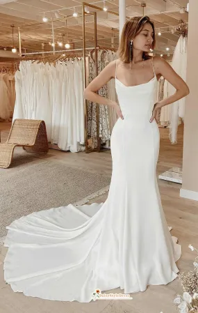 Fit and Flare Sexy Back Square Neckline Wedding Dress