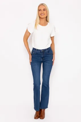 Flare Denim Jeans in Indigo