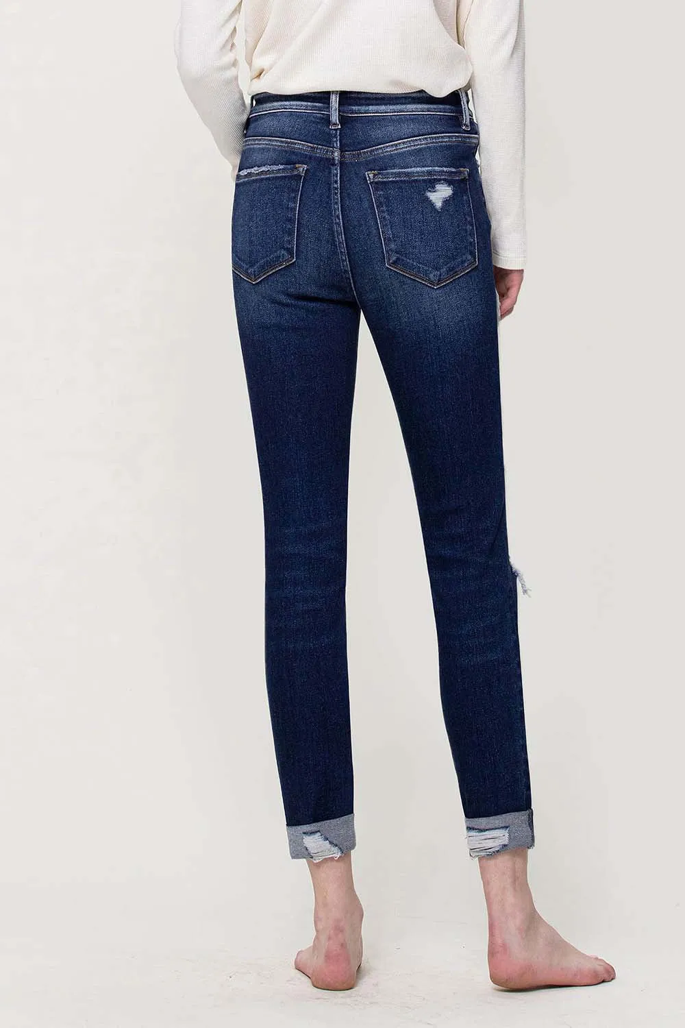 FLYING MONKEY | Forget High Rise Patched Cuffed Crop Skinny Denim Jeans - Final Sale