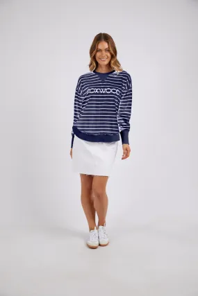 Foxwood Classic Stripe Simplified Crew - Navy