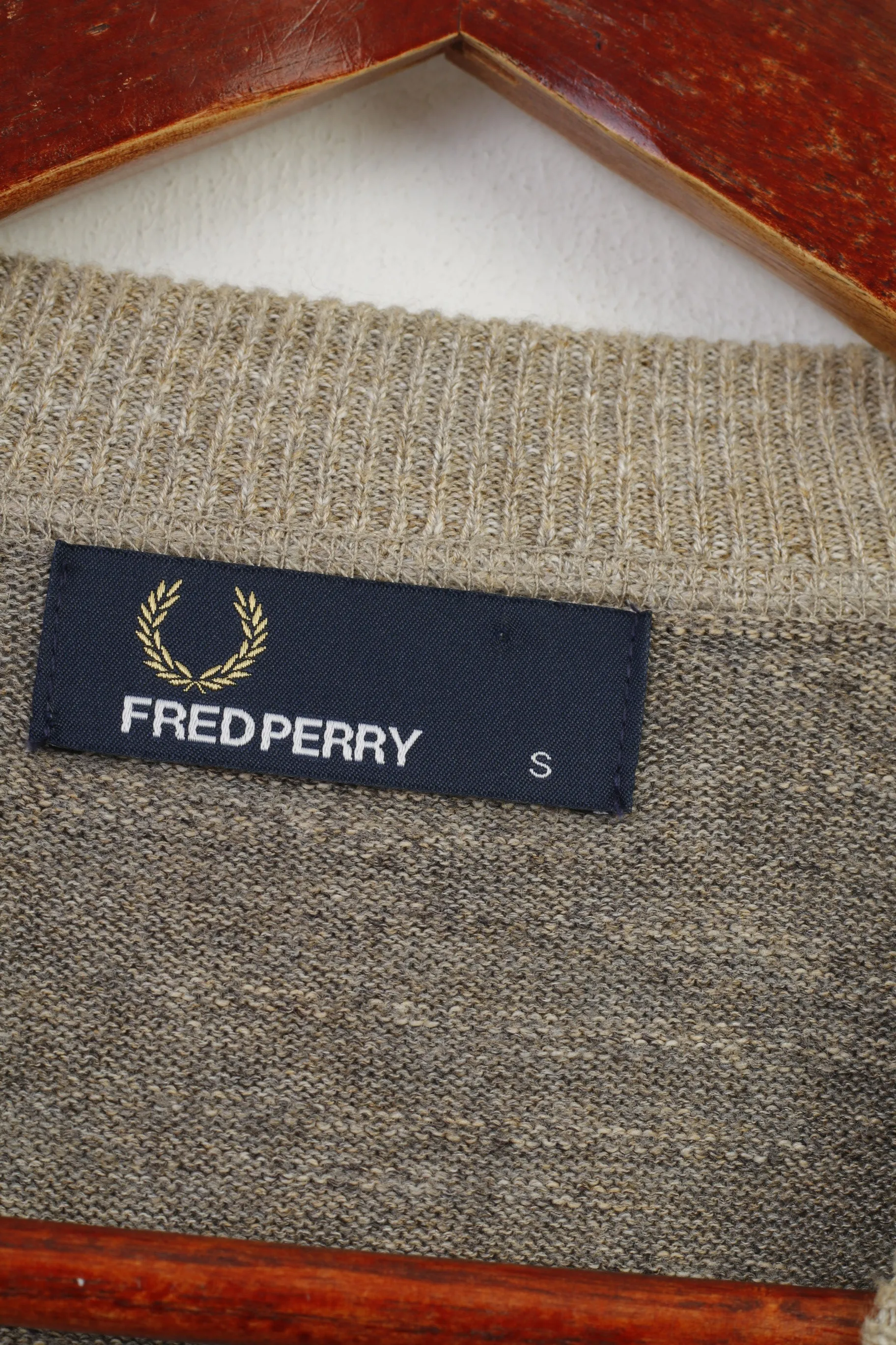 Fred Perry Men S Jumper Brown Crew Neck Logo Cotton Classic Vintage Sweater