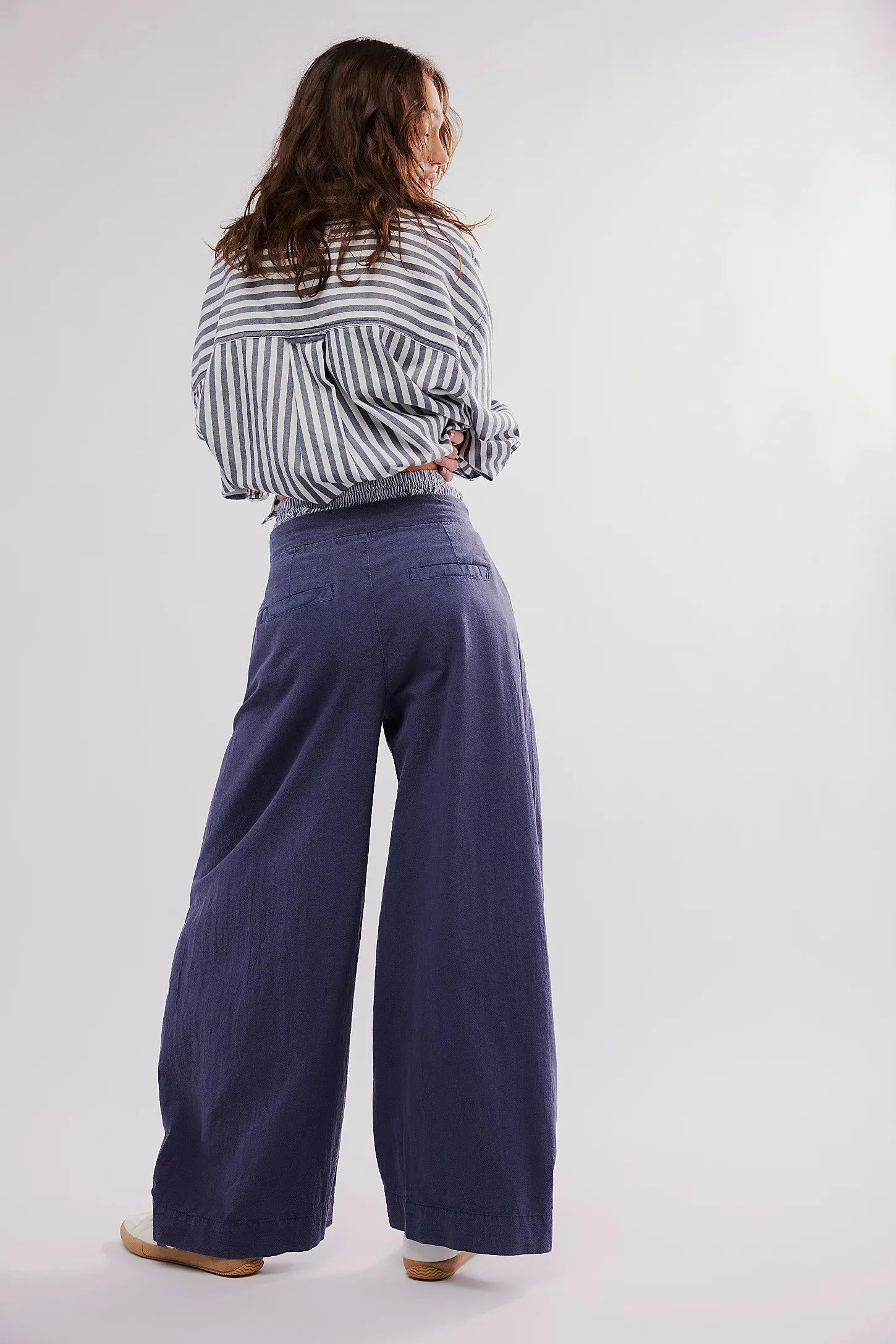 Free People Tegan Washed Barrel Trousers in Midnight Rain