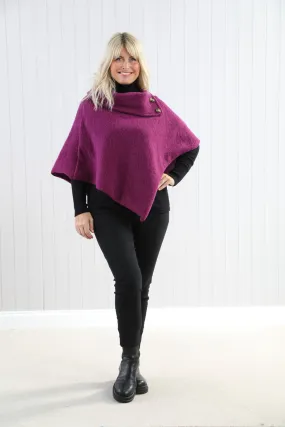 Goose Island 4353 Woollen Blend Three Button Asymmetric Cowl Neck Poncho (5 Colours)